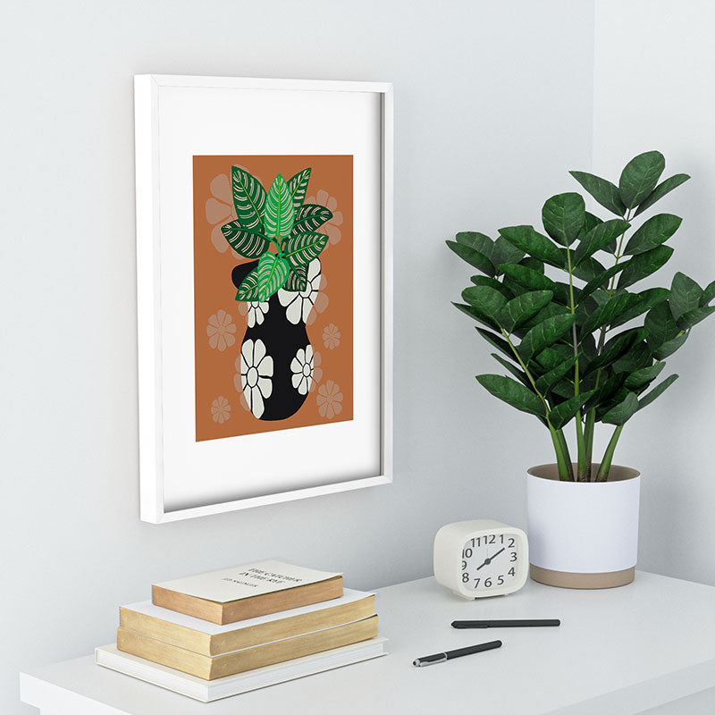 Coco de Paris Green plant retro style 8 Recessed Framing Rectangle