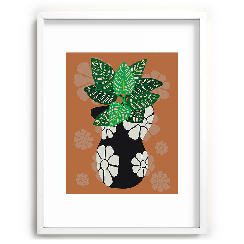 Coco de Paris Green plant retro style 8 Recessed Framing Rectangle