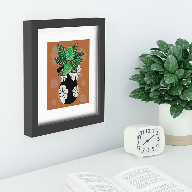 Coco de Paris Green plant retro style 8 Recessed Framing Rectangle