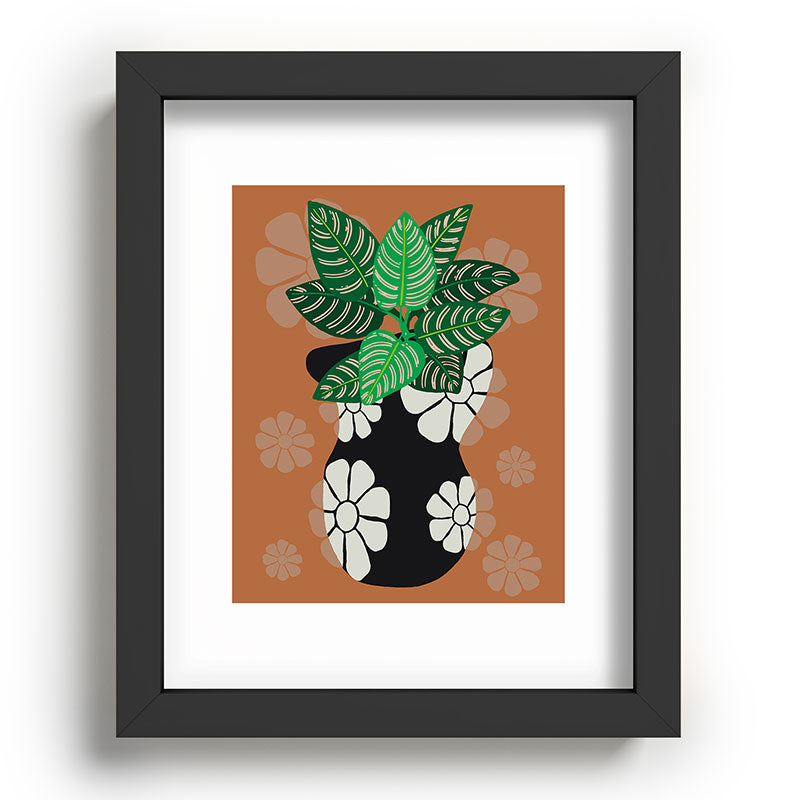 Coco de Paris Green plant retro style 8 Recessed Framing Rectangle