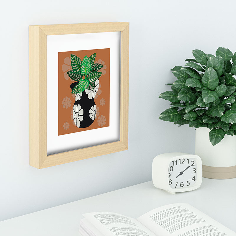 Coco de Paris Green plant retro style 8 Recessed Framing Rectangle