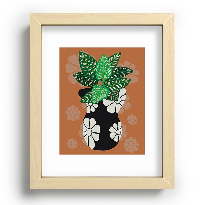 Coco de Paris Green plant retro style 8 Recessed Framing Rectangle