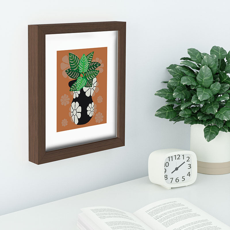 Coco de Paris Green plant retro style 8 Recessed Framing Rectangle