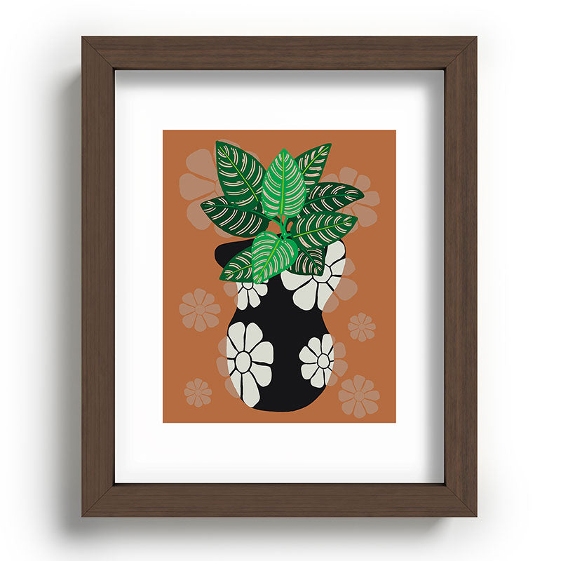 Coco de Paris Green plant retro style 8 Recessed Framing Rectangle