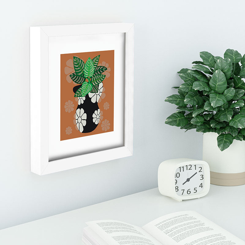 Coco de Paris Green plant retro style 8 Recessed Framing Rectangle