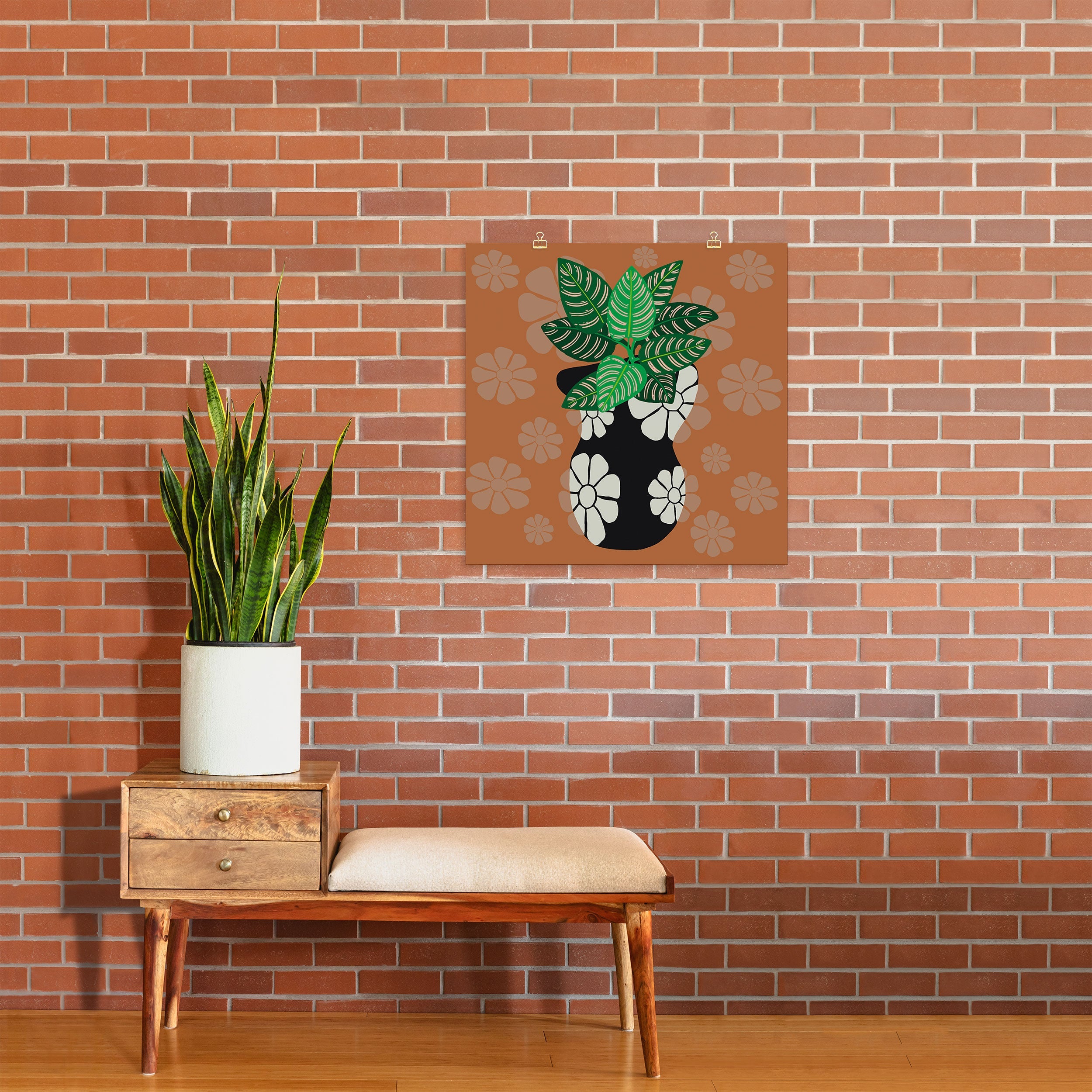 Coco de Paris Green plant retro style 8 Art Print