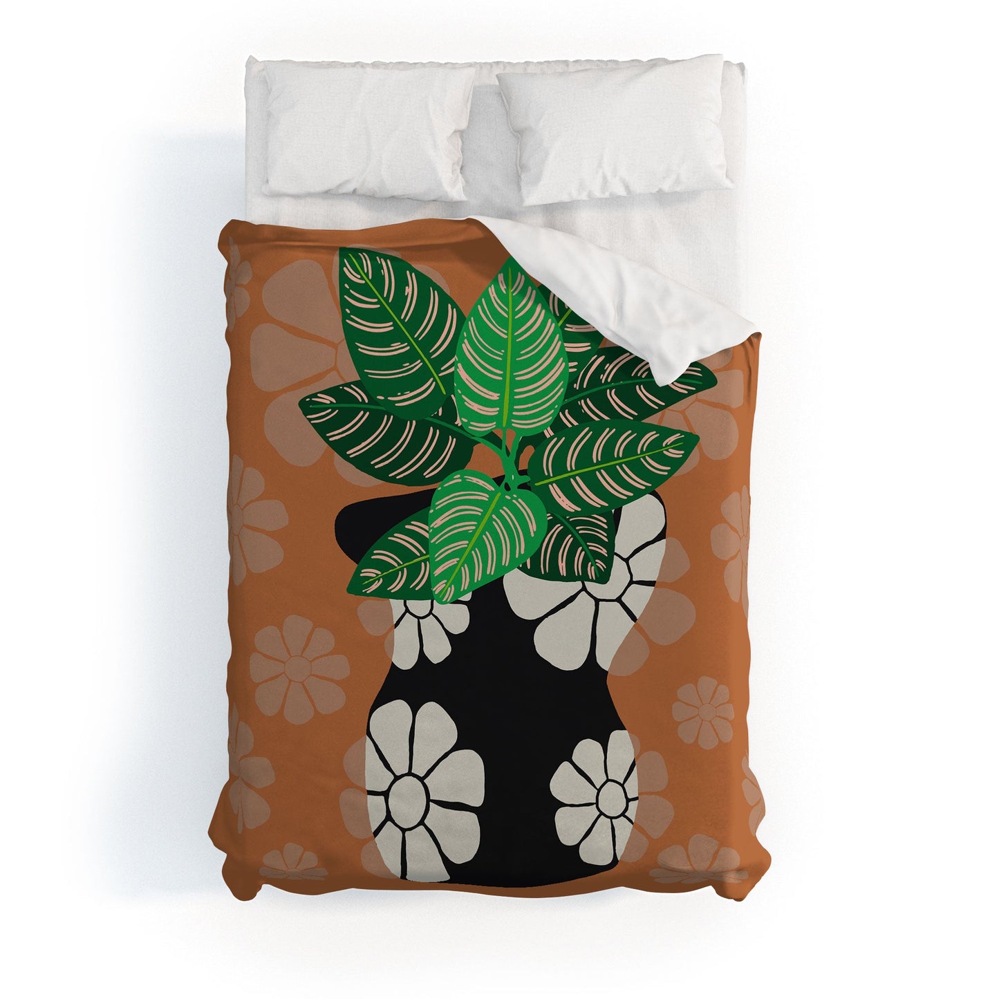 Coco de Paris Green plant retro style 8 Duvet Cover