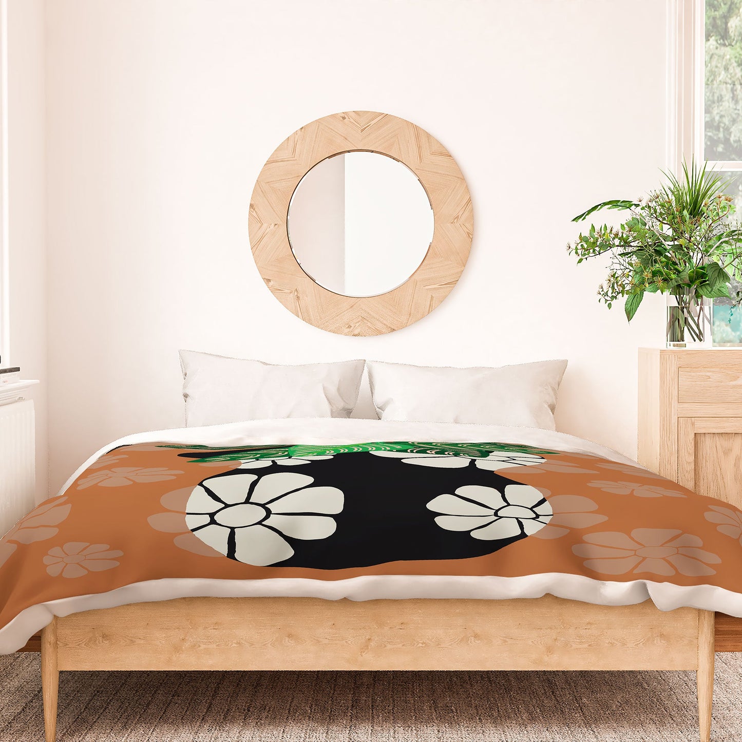 Coco de Paris Green plant retro style 8 Duvet Cover