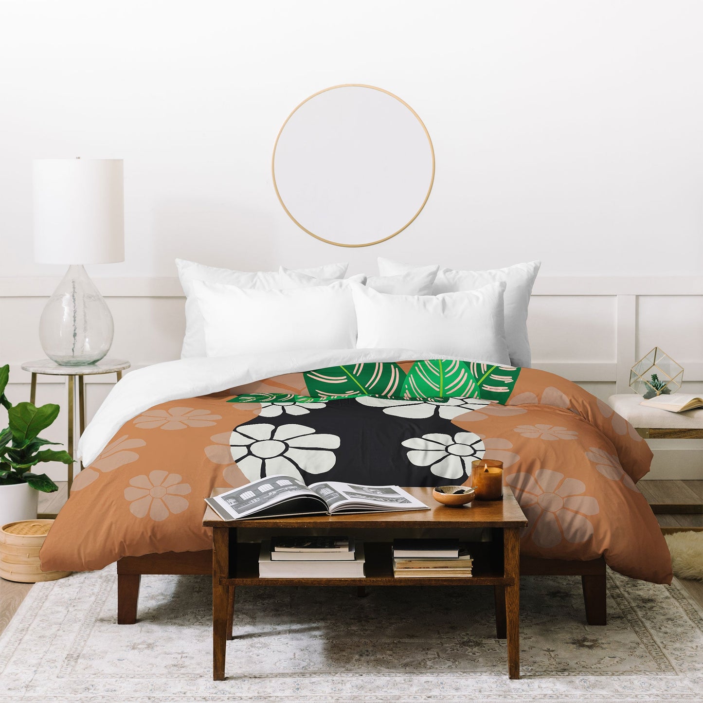 Coco de Paris Green plant retro style 8 Duvet Cover