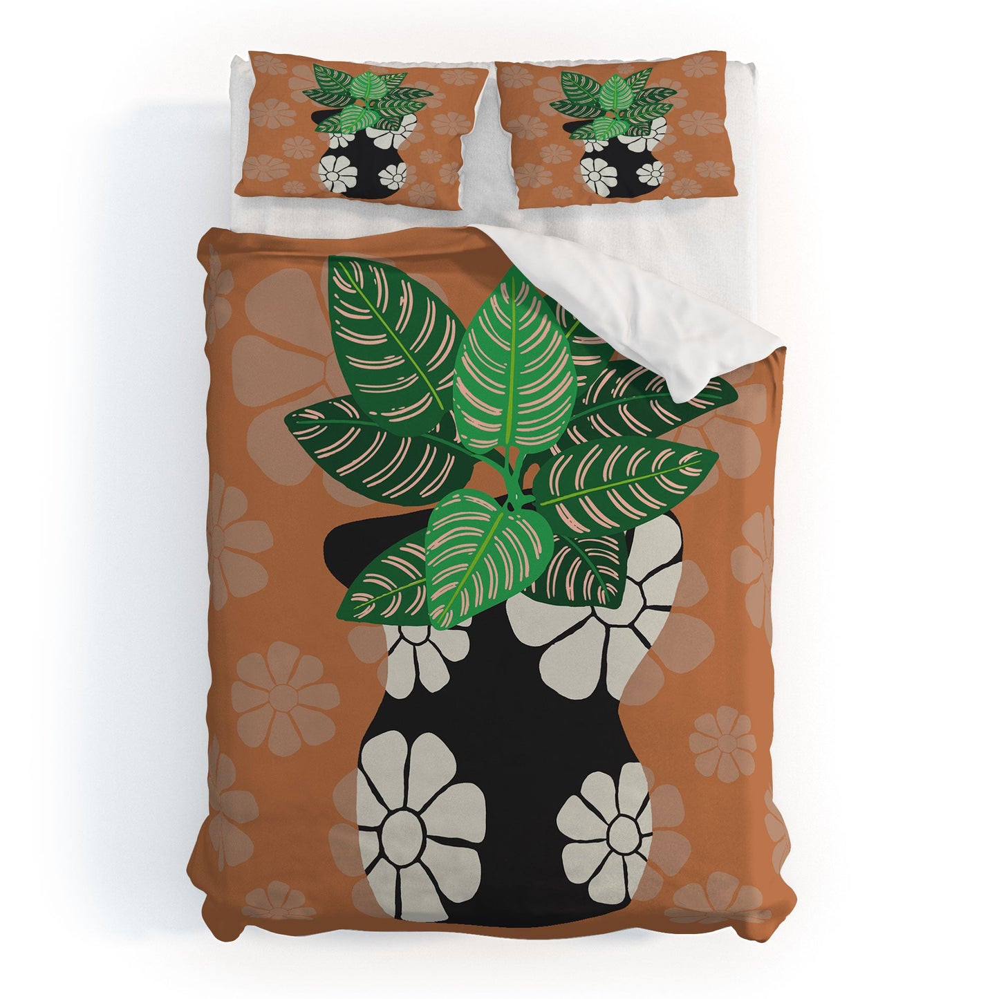 Coco de Paris Green plant retro style 8 Duvet Cover