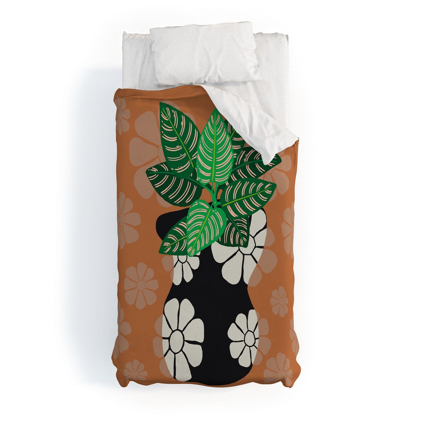 Coco de Paris Green plant retro style 8 Duvet Cover