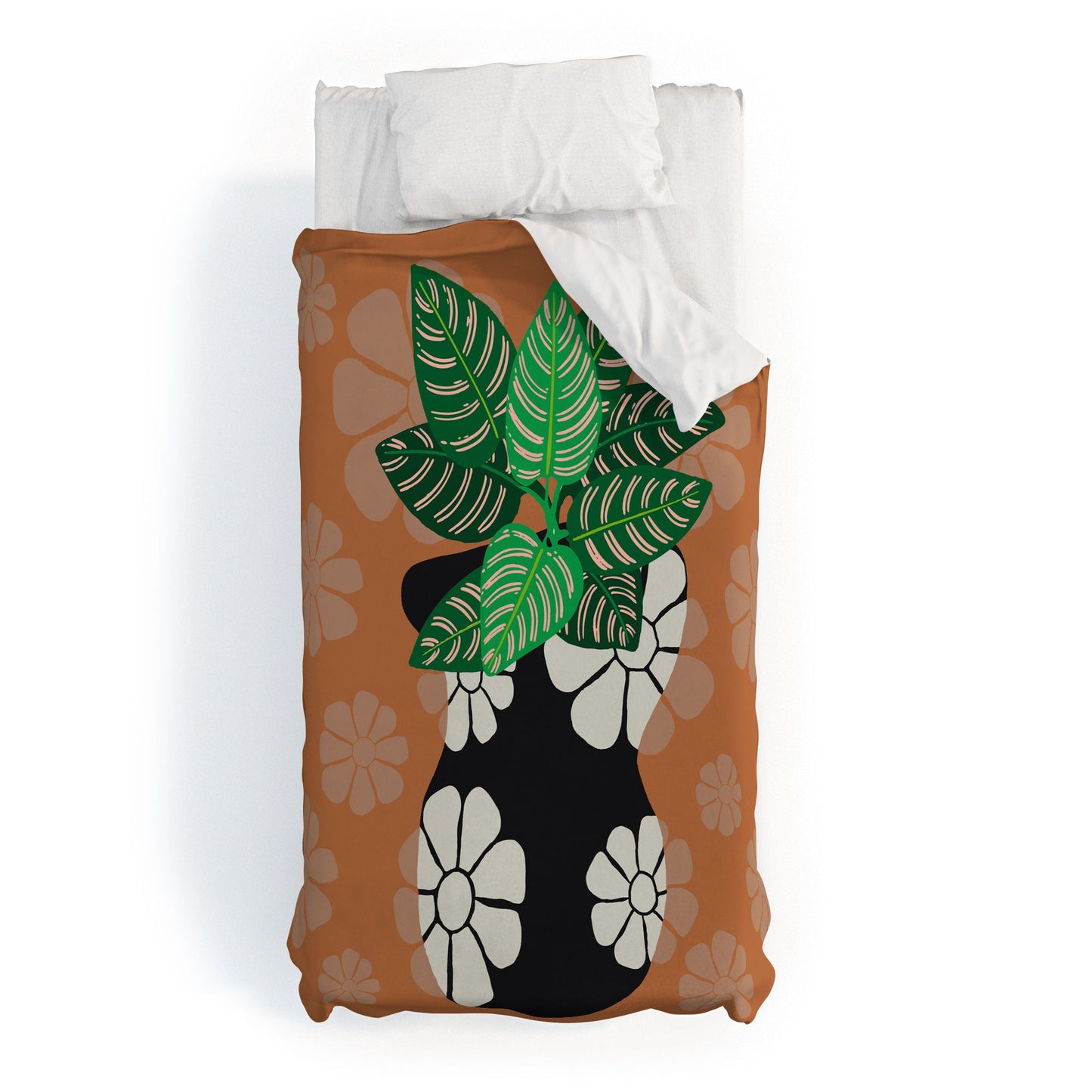 Coco de Paris Green plant retro style 8 Duvet Cover