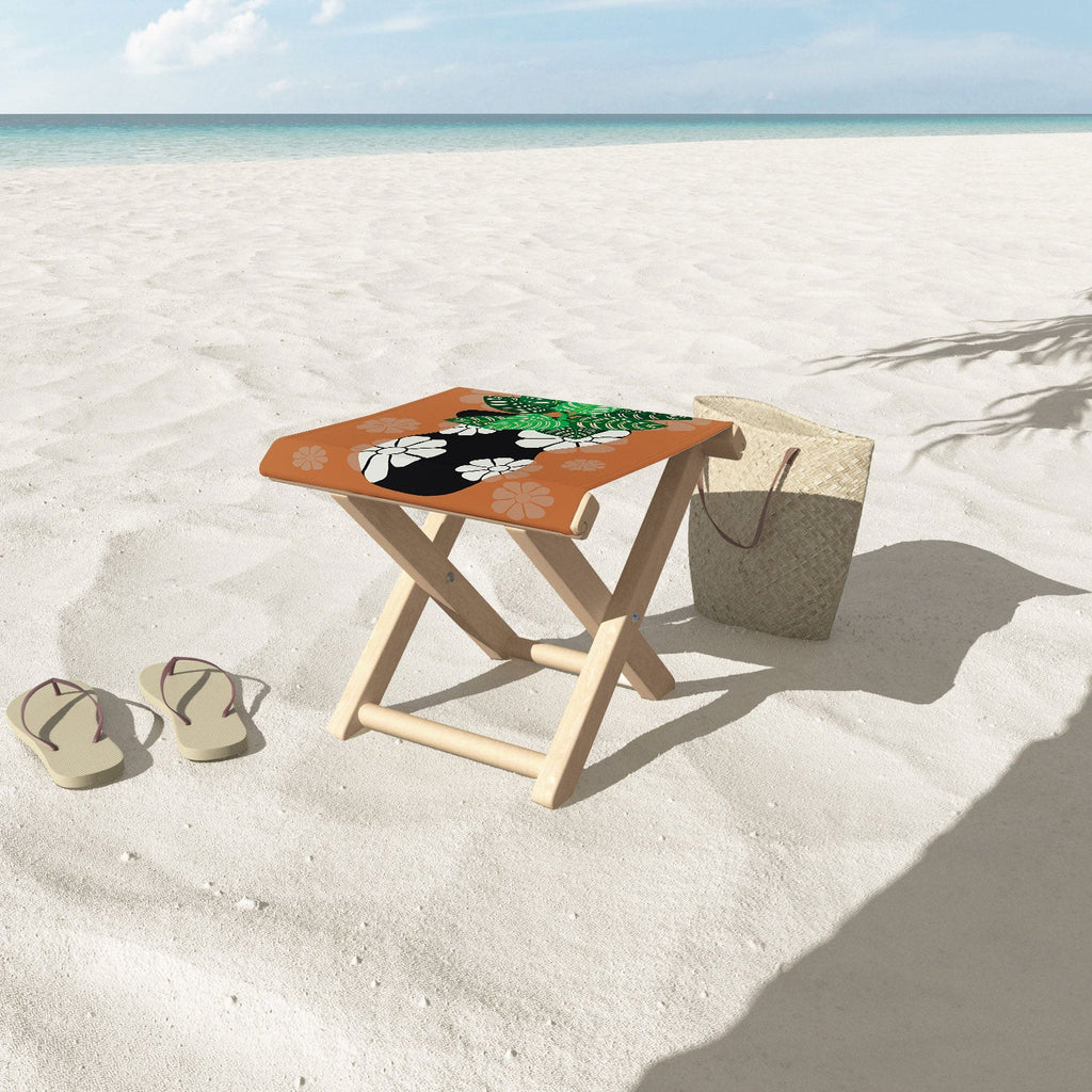 Coco de Paris Green plant retro style 8 Folding Stool