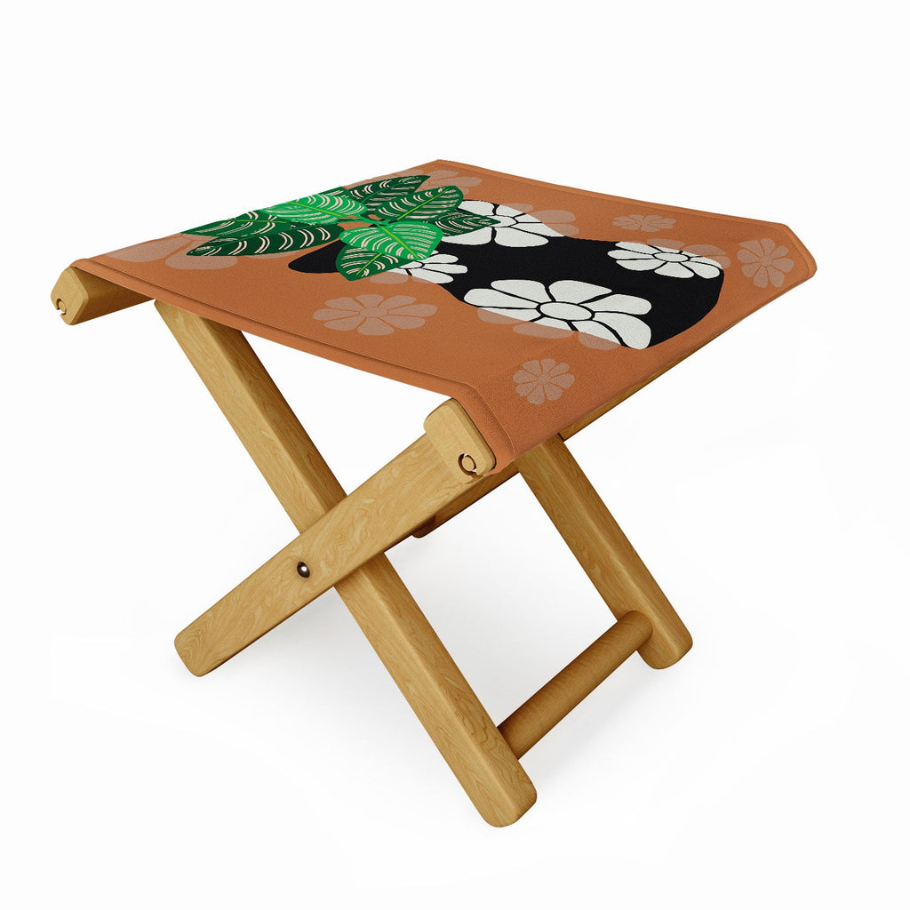 Coco de Paris Green plant retro style 8 Folding Stool