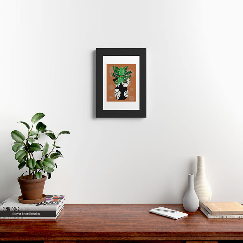 Coco de Paris Green plant retro style 8 Framed Art Print