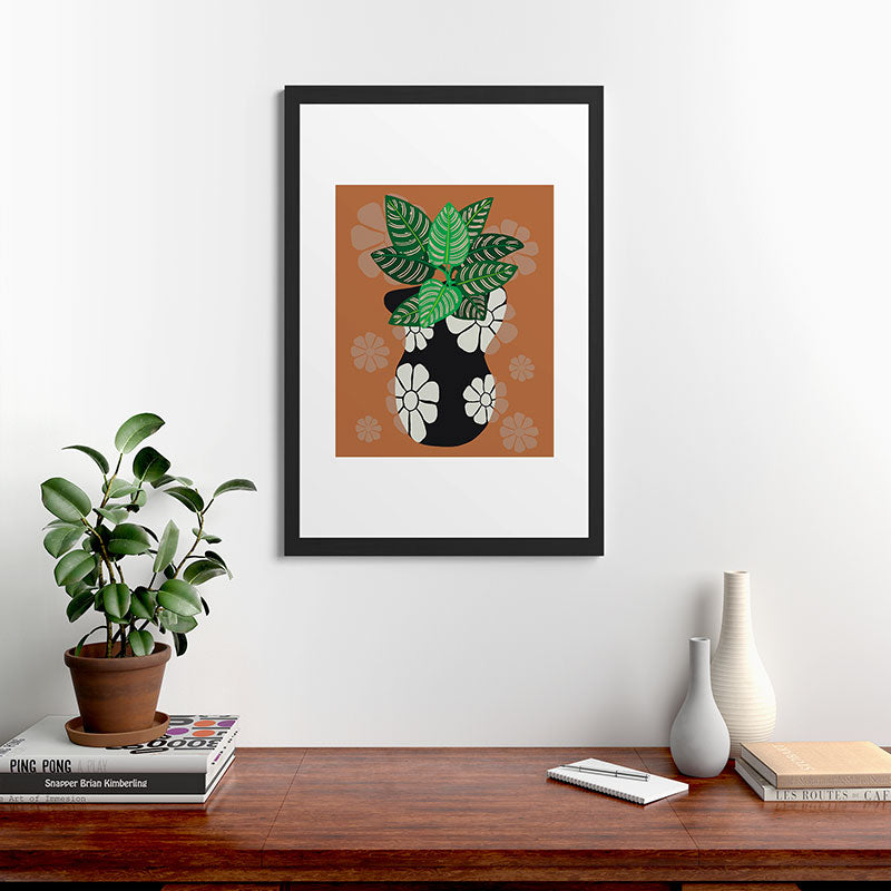 Coco de Paris Green plant retro style 8 Framed Art Print