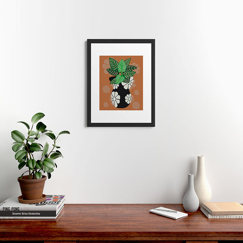 Coco de Paris Green plant retro style 8 Framed Art Print