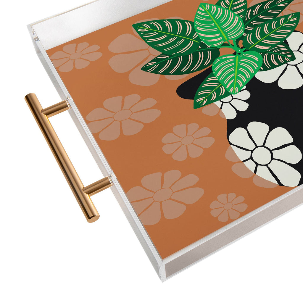 Coco de Paris Green plant retro style 8 Acrylic Tray