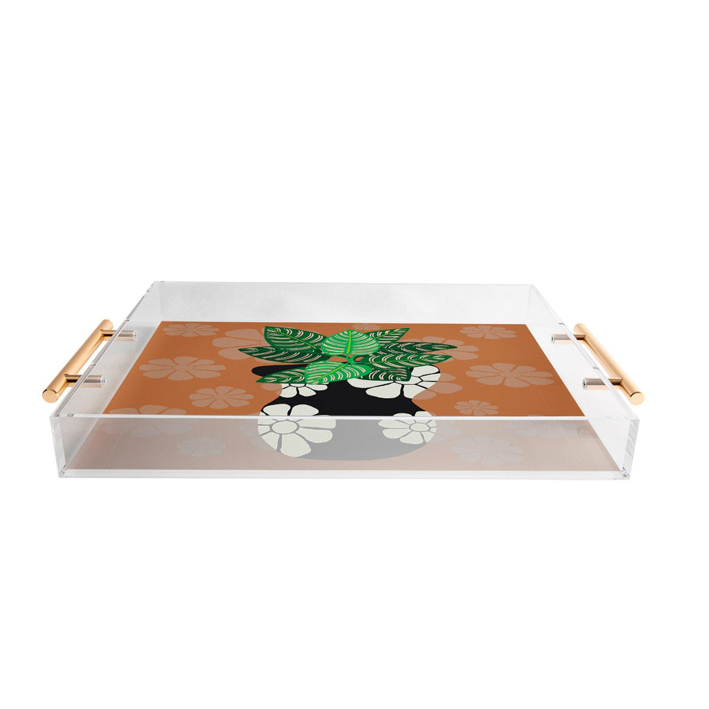 Coco de Paris Green plant retro style 8 Acrylic Tray