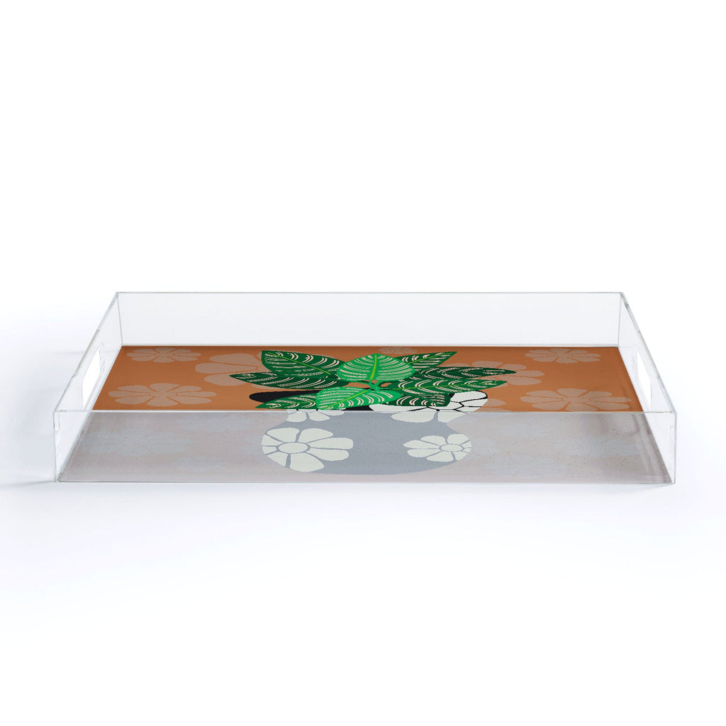 Coco de Paris Green plant retro style 8 Acrylic Tray