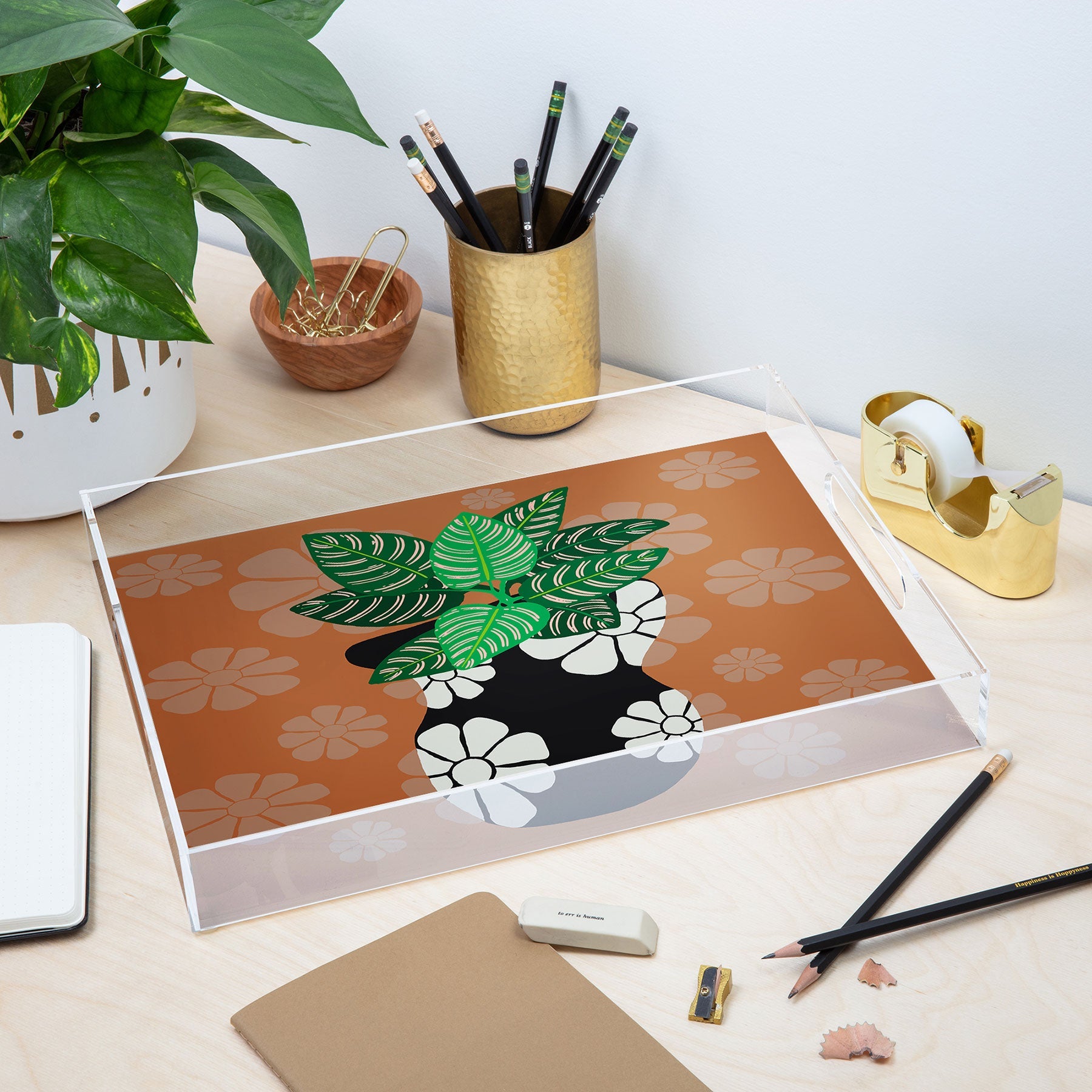 Coco de Paris Green plant retro style 8 Acrylic Tray