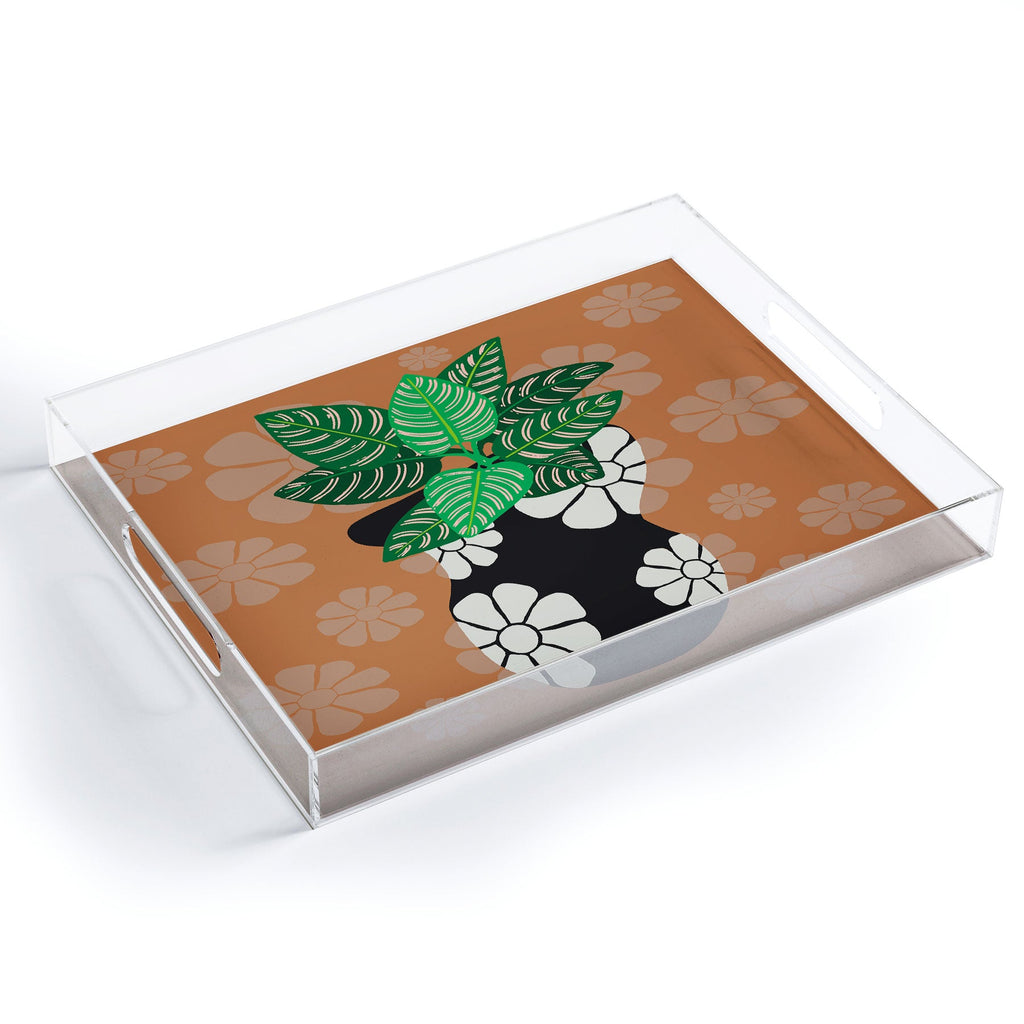 Coco de Paris Green plant retro style 8 Acrylic Tray