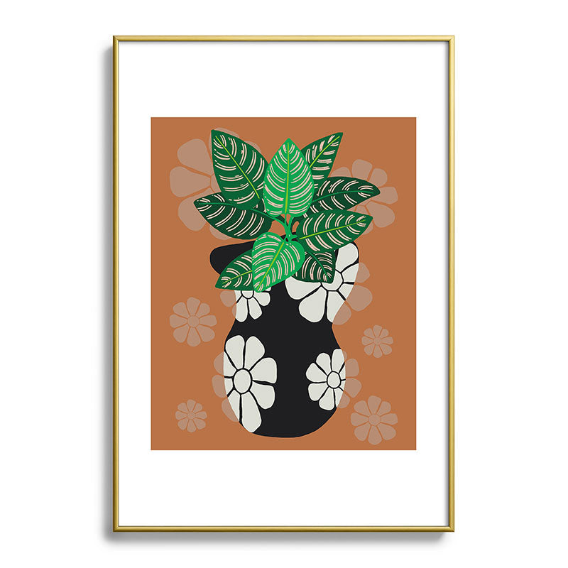 Coco de Paris Green plant retro style 8 Metal Framed Art Print