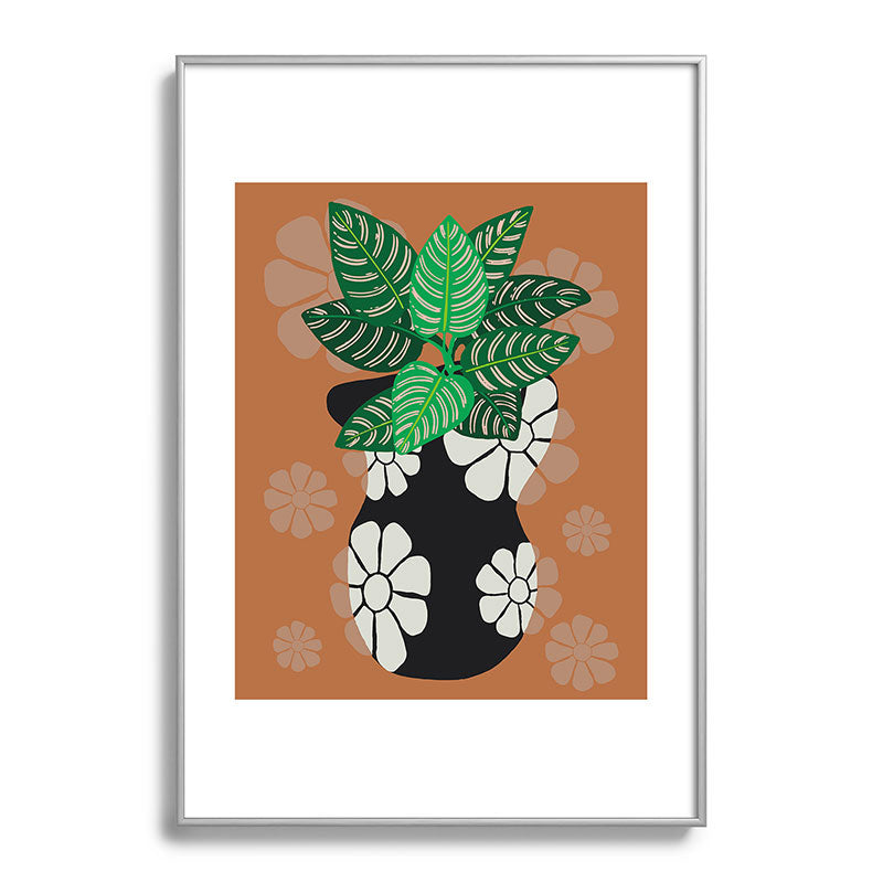 Coco de Paris Green plant retro style 8 Metal Framed Art Print