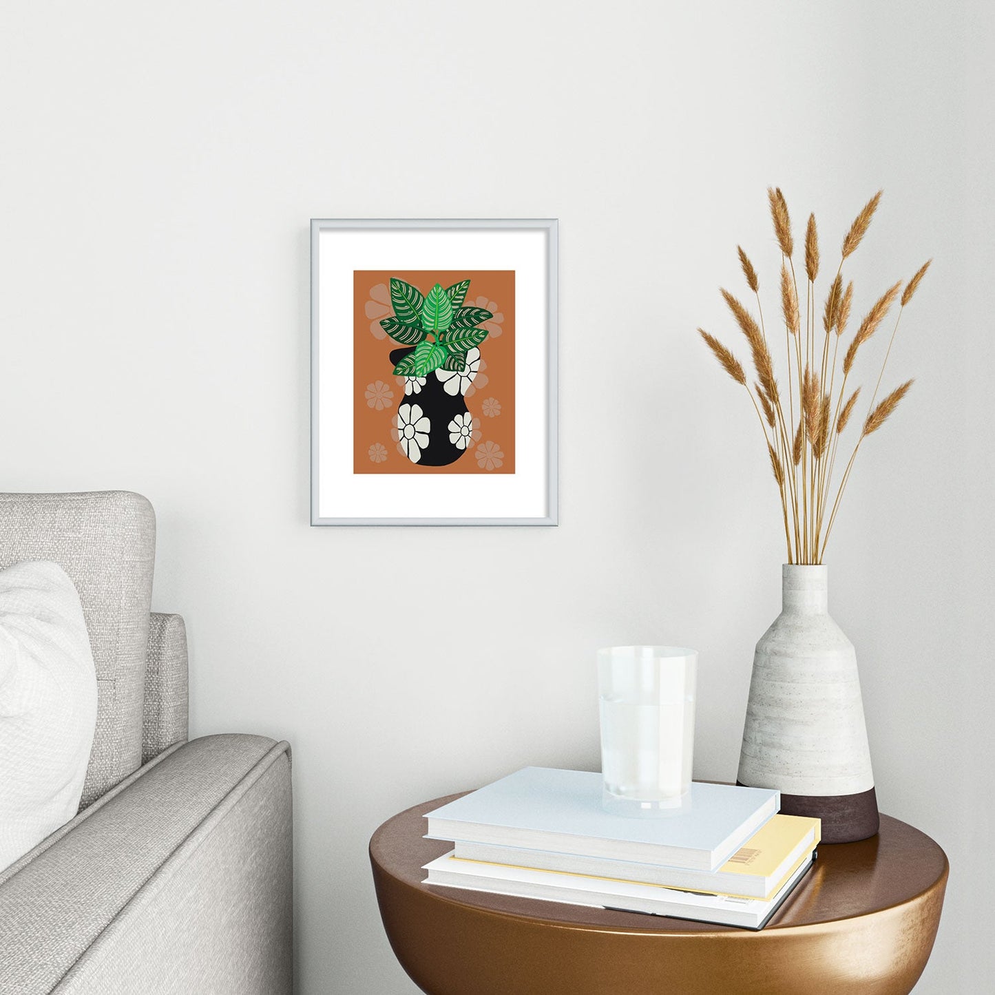 Coco de Paris Green plant retro style 8 Metal Framed Art Print
