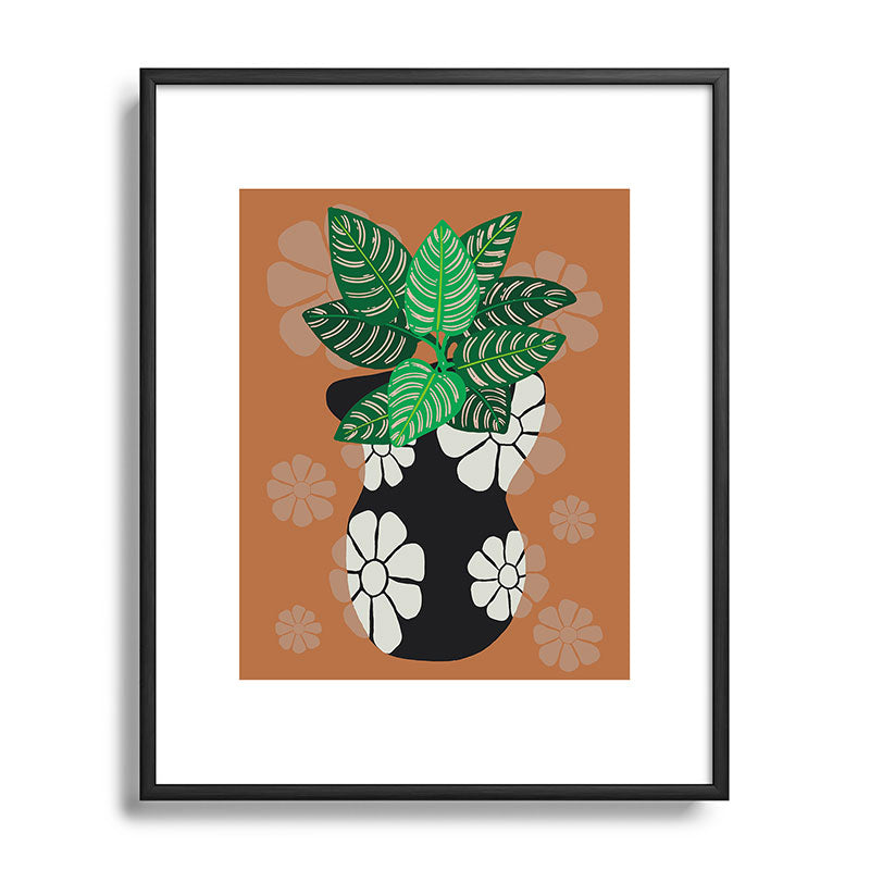 Coco de Paris Green plant retro style 8 Metal Framed Art Print