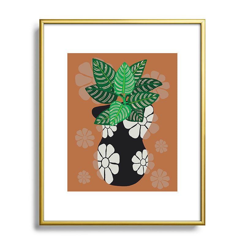 Coco de Paris Green plant retro style 8 Metal Framed Art Print