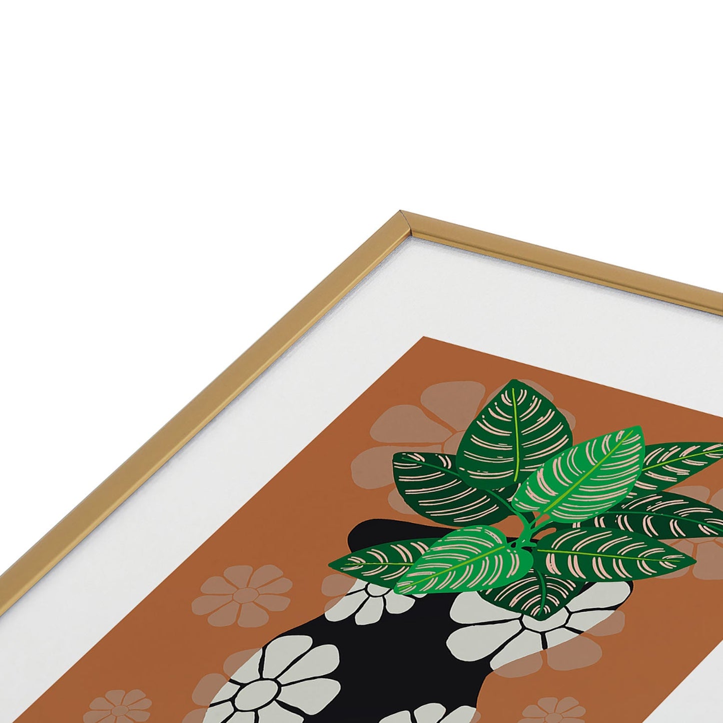 Coco de Paris Green plant retro style 8 Metal Framed Art Print