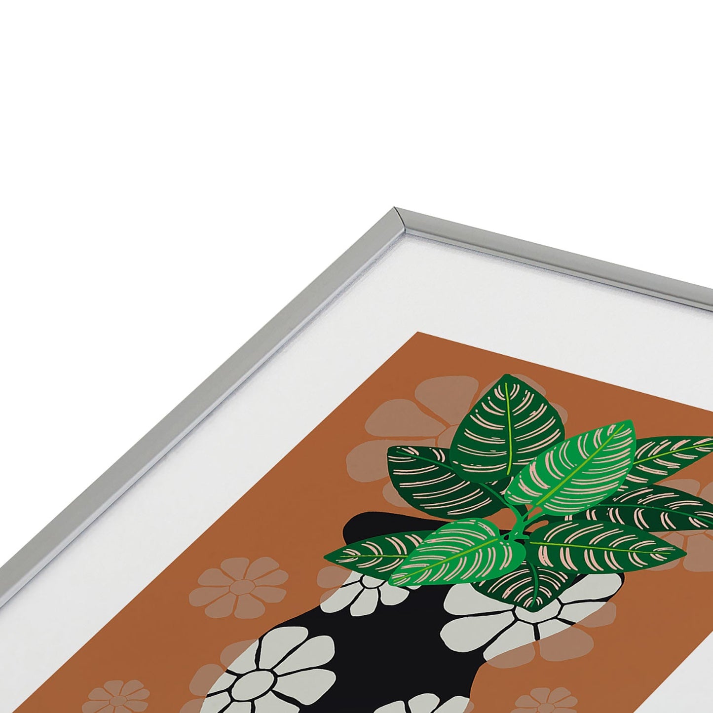 Coco de Paris Green plant retro style 8 Metal Framed Art Print