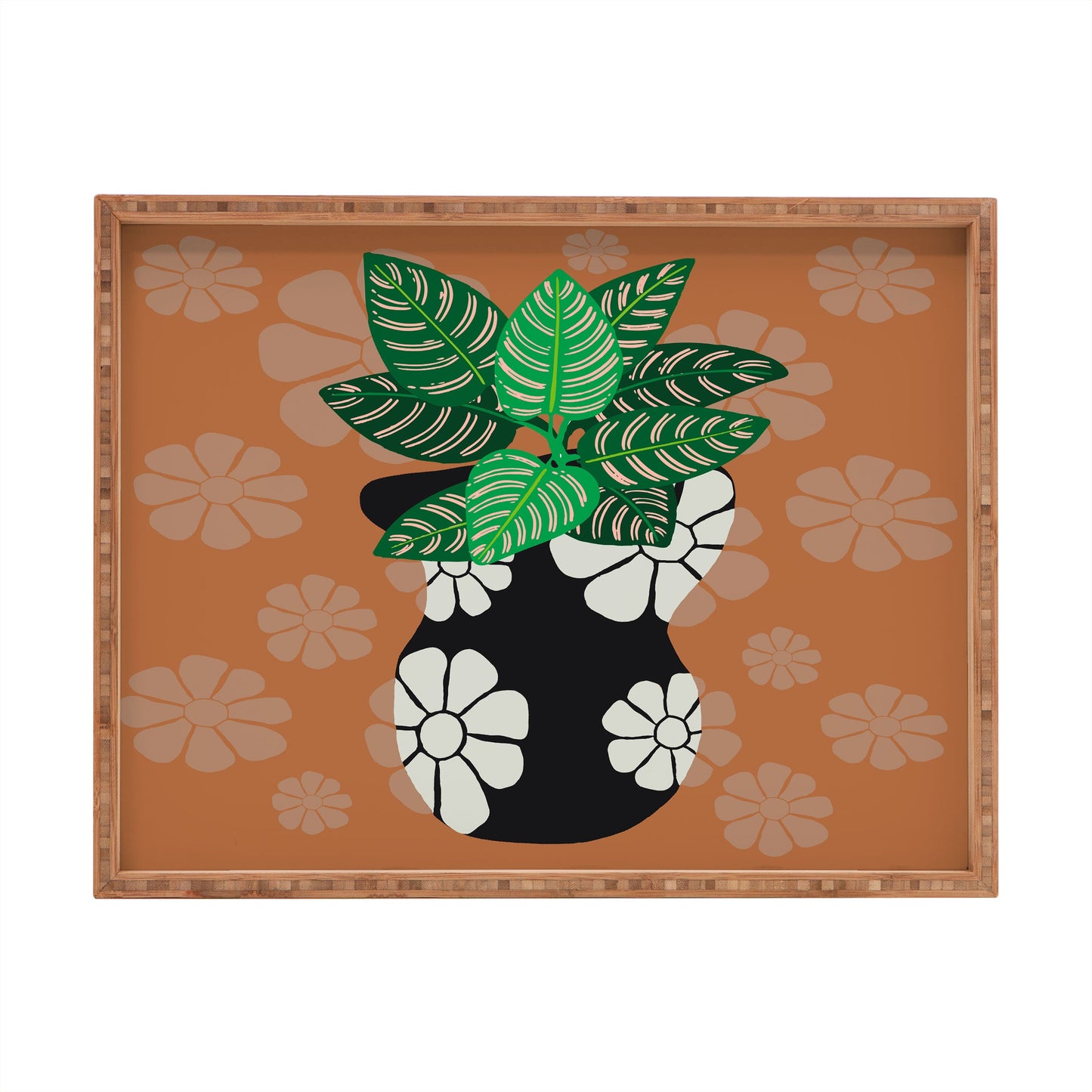 Coco de Paris Green plant retro style 8 Rectangular Tray