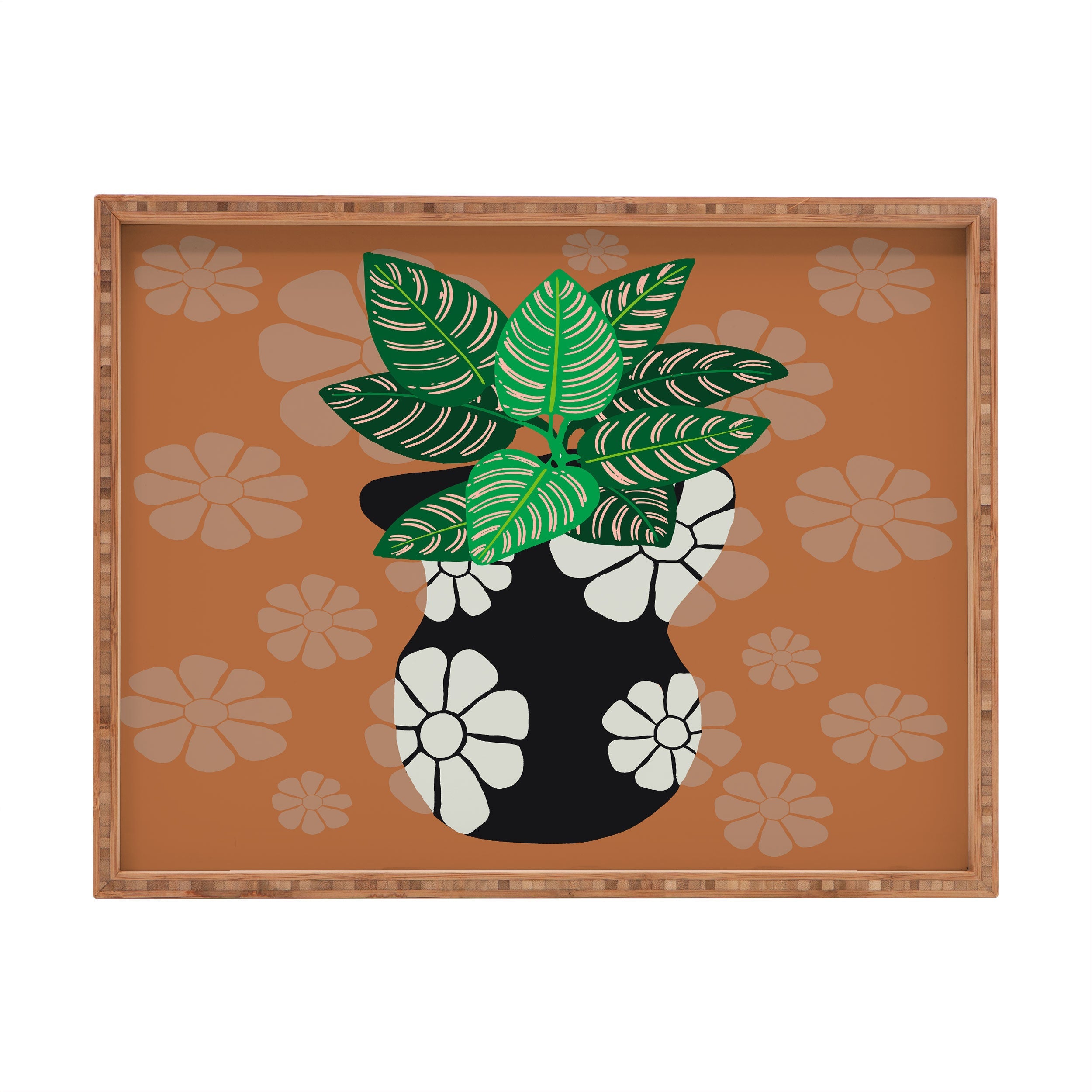 Coco de Paris Green plant retro style 8 Rectangular Tray