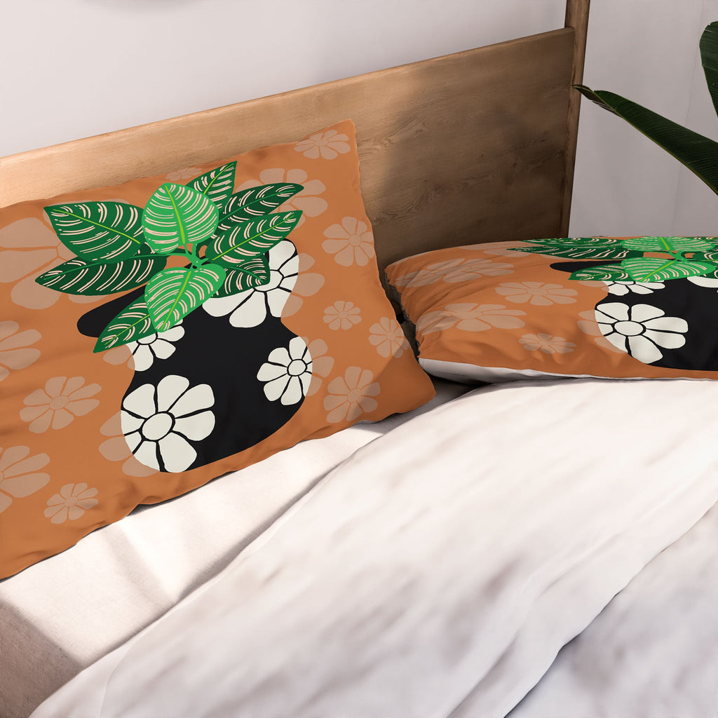 Coco de Paris Green plant retro style 8 Pillow Shams