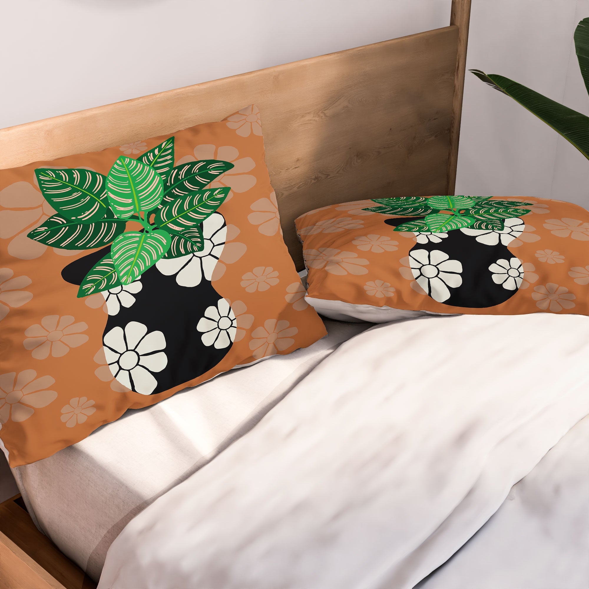 Coco de Paris Green plant retro style 8 Pillow Shams
