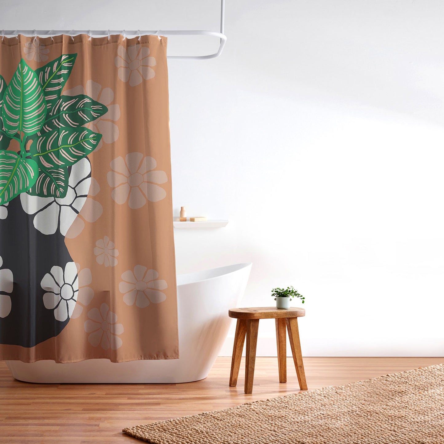 Coco de Paris Green plant retro style 8 Shower Curtain
