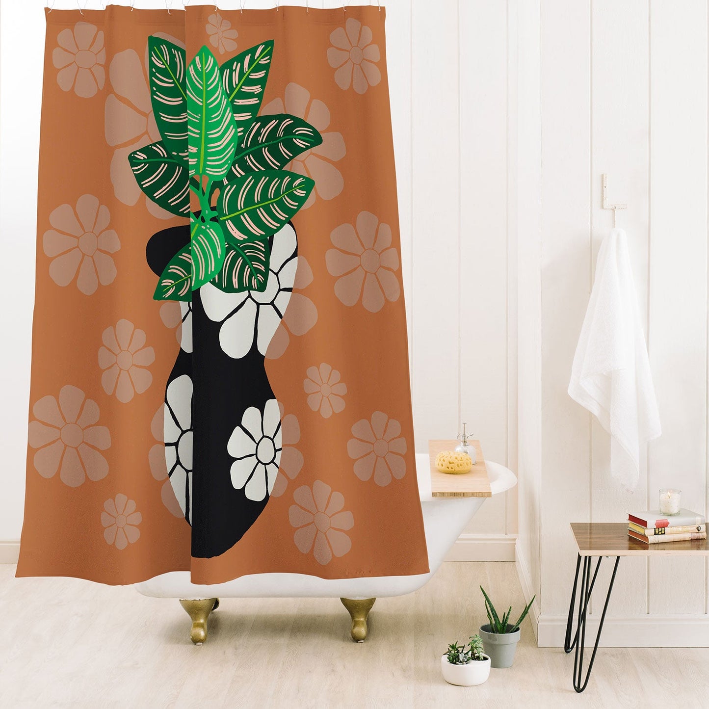 Coco de Paris Green plant retro style 8 Shower Curtain