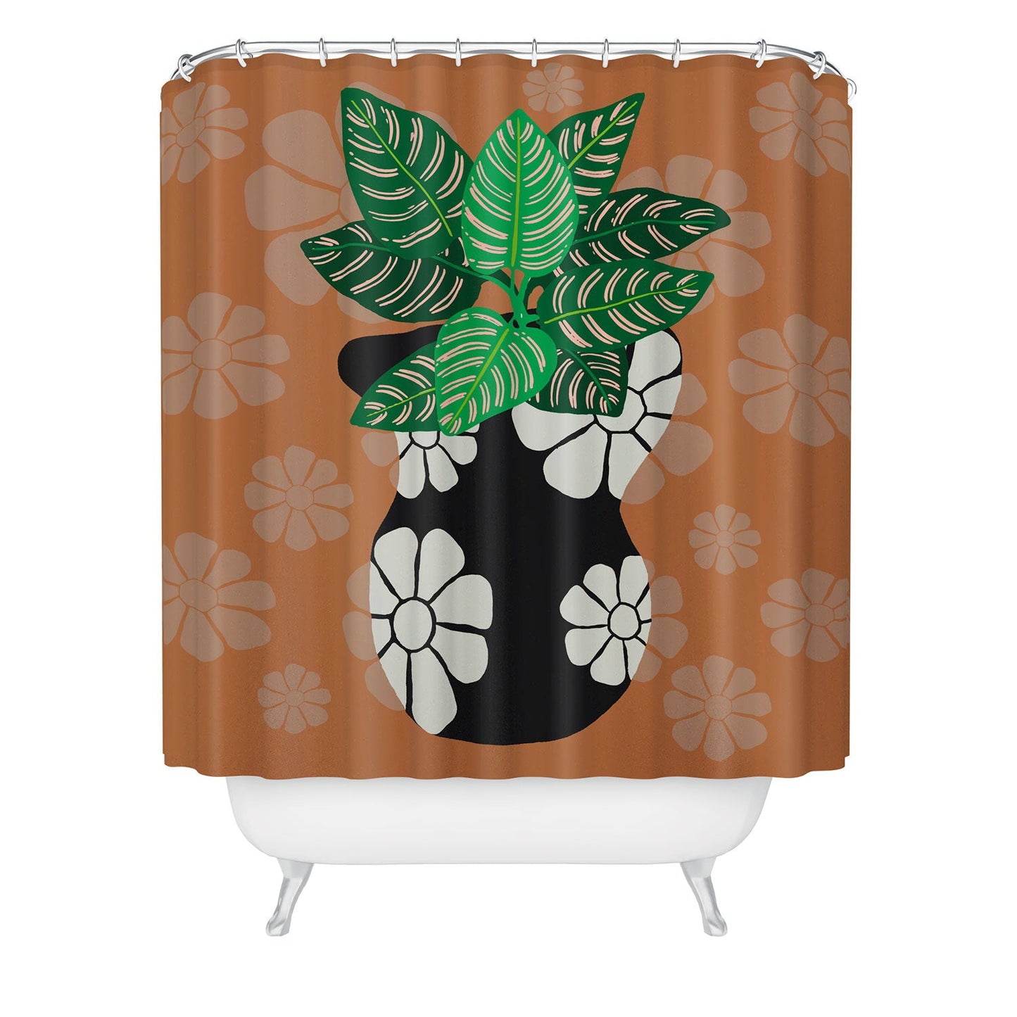 Coco de Paris Green plant retro style 8 Shower Curtain