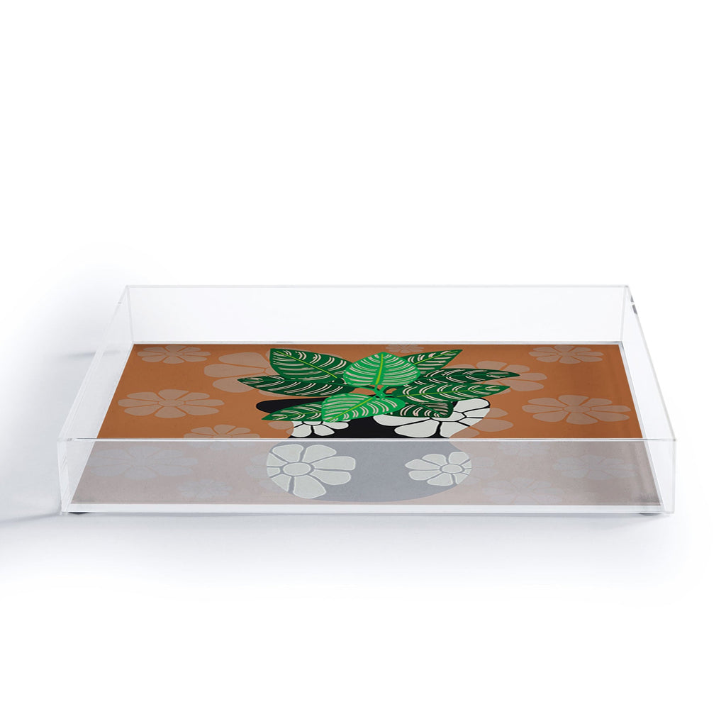 Coco de Paris Green plant retro style 8 Acrylic Tray