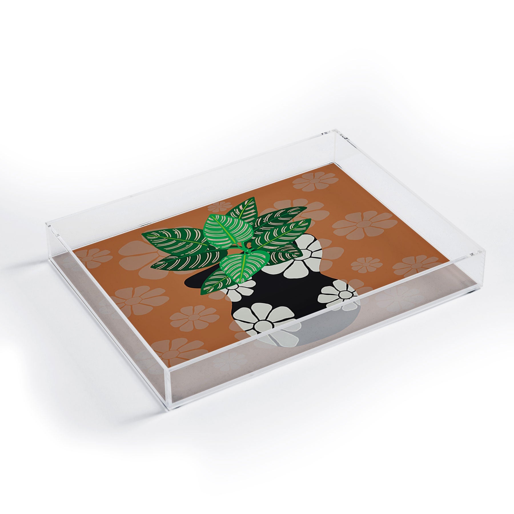 Coco de Paris Green plant retro style 8 Acrylic Tray
