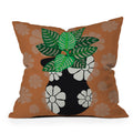 Coco de Paris Green plant retro style 8 Throw Pillow