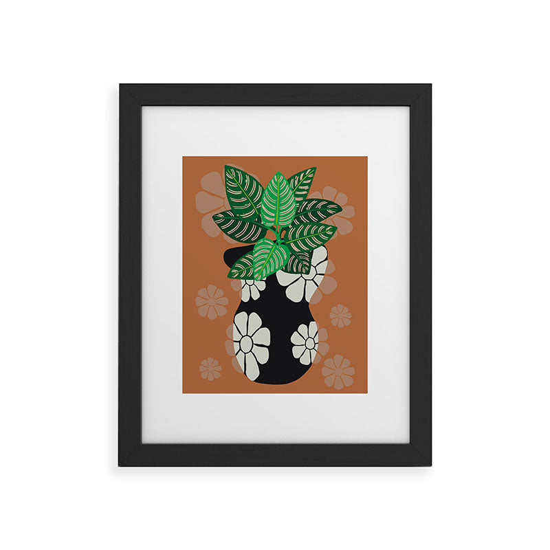 Coco de Paris Green plant retro style 8 Framed Art Print