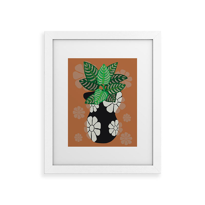 Coco de Paris Green plant retro style 8 Framed Art Print