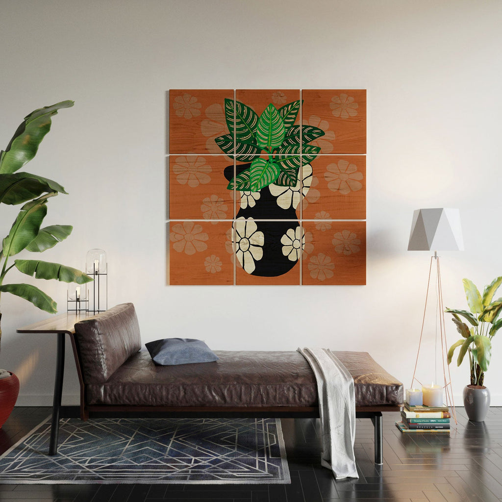 Coco de Paris Green plant retro style 8 Wood Wall Mural