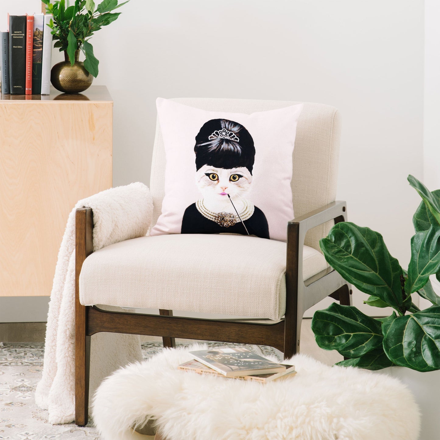 Coco de Paris Hepburn Cat Throw Pillow