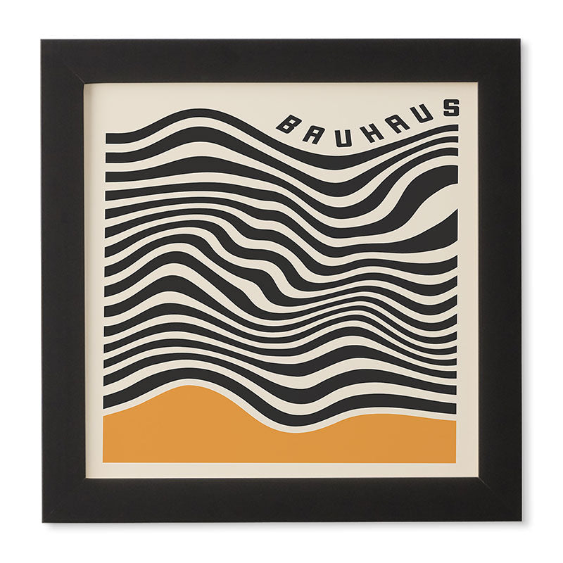 Cocoon Design Bauhaus Wavy Lines and Yellow Framed Wall Art
