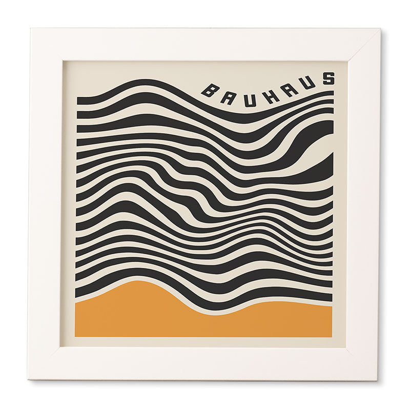 Cocoon Design Bauhaus Wavy Lines and Yellow Framed Wall Art
