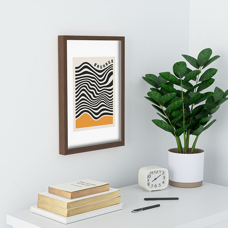 Cocoon Design Bauhaus Wavy Lines and Yellow Recessed Framing Rectangle